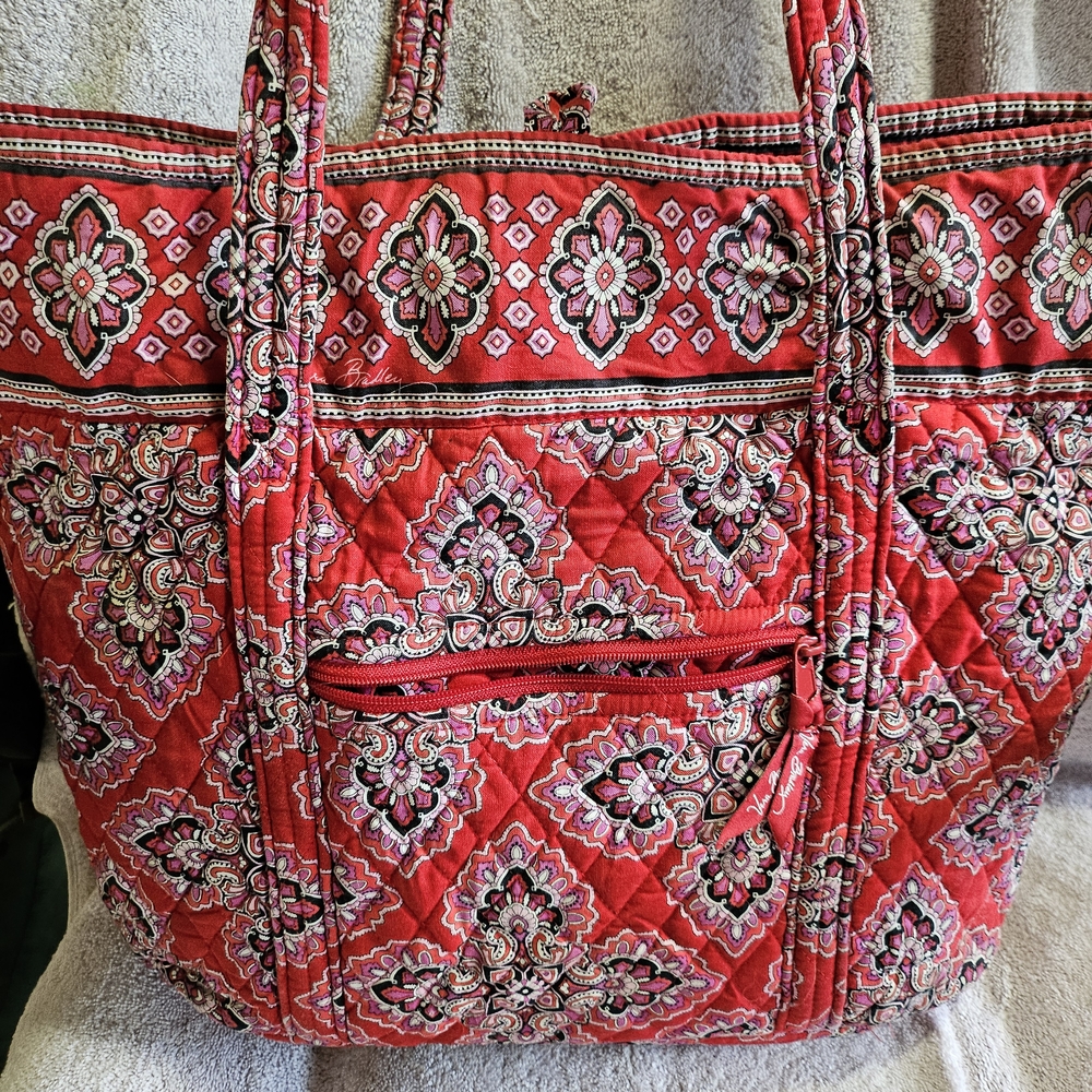 Vera Bradley Red Quilted Tote Bag